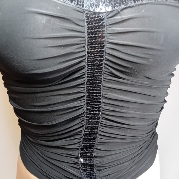 Y2K Entro Ruched Sequin Strapless Tube Top Corset Bustier Mini Skirt Glam Fits S - Picture 12 of 15